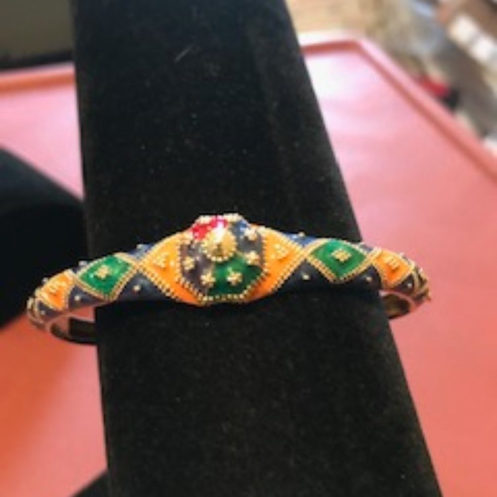 Sterling Silver And Enamel Bangle - image 1